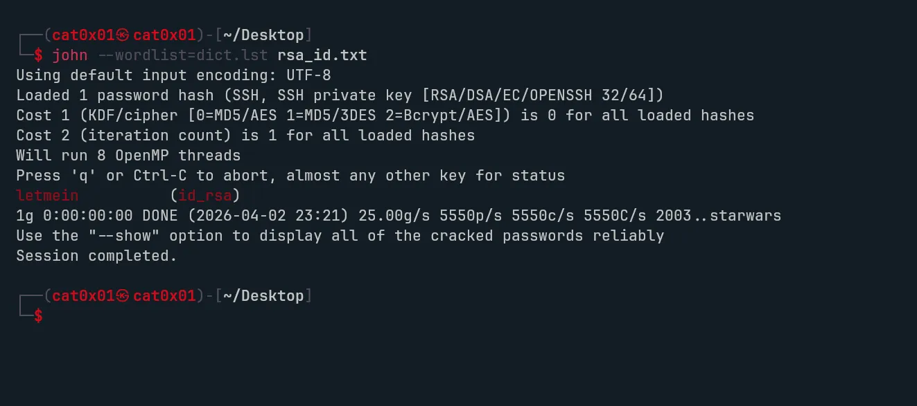 John cracking the SSH key passphrase