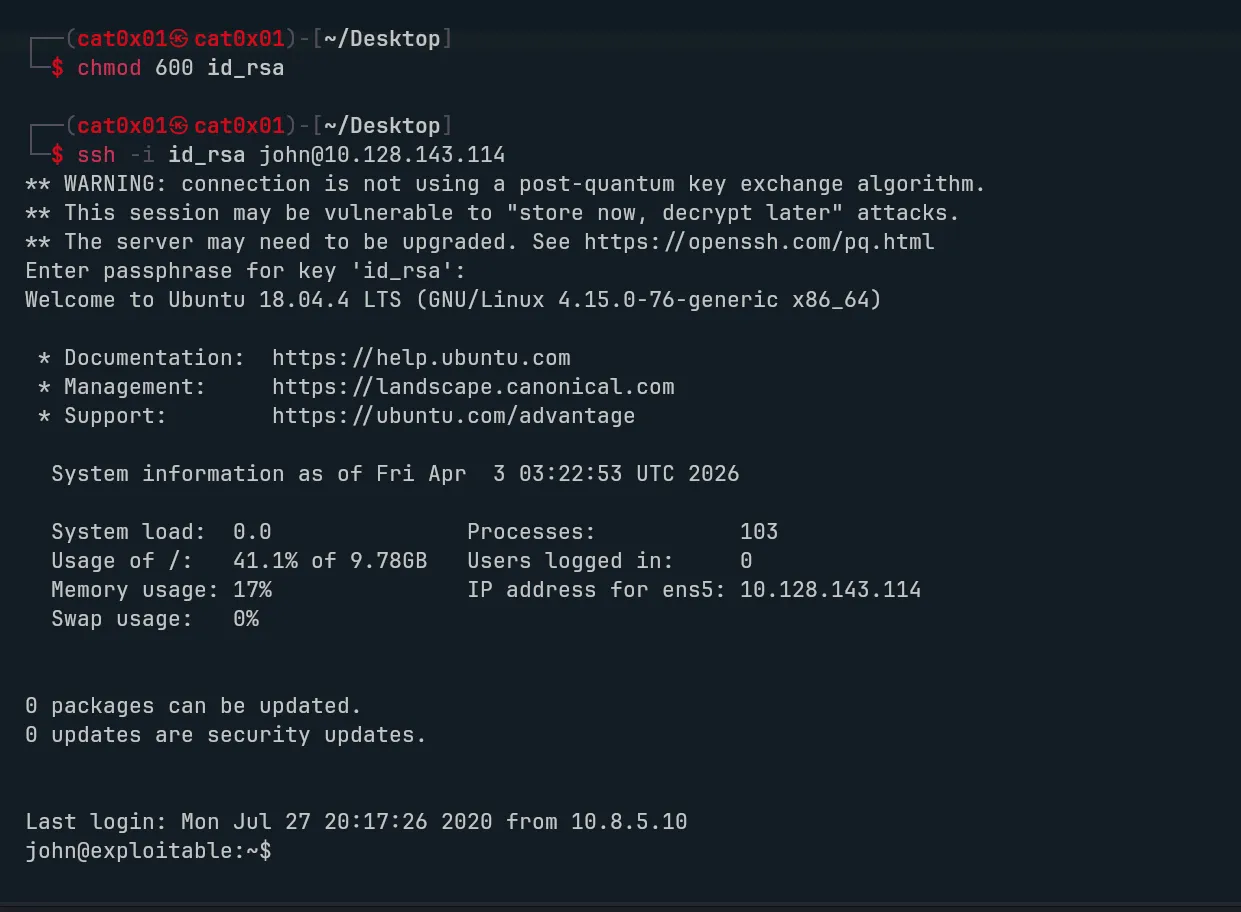 SSH login attempt