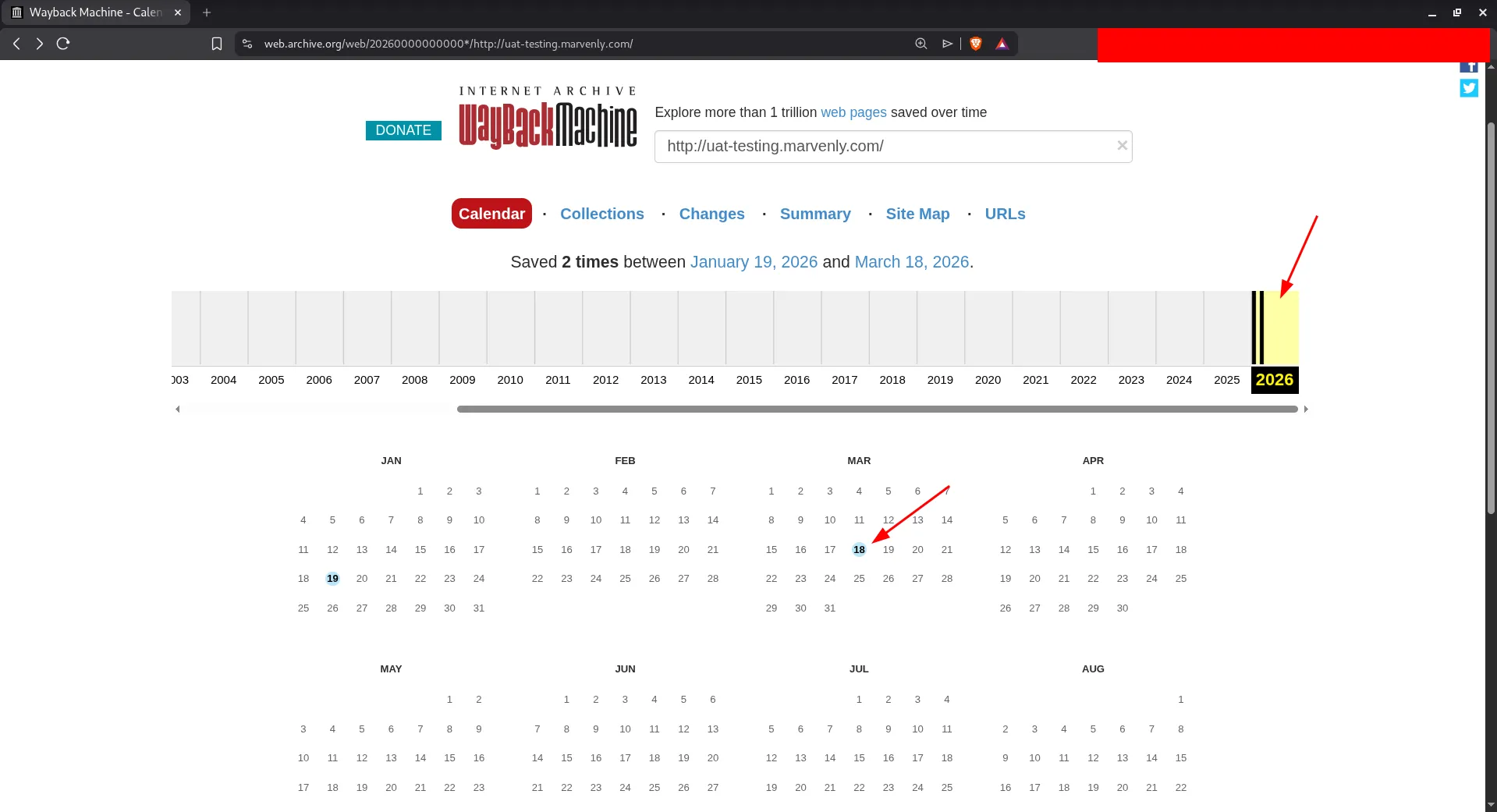 Wayback Machine results