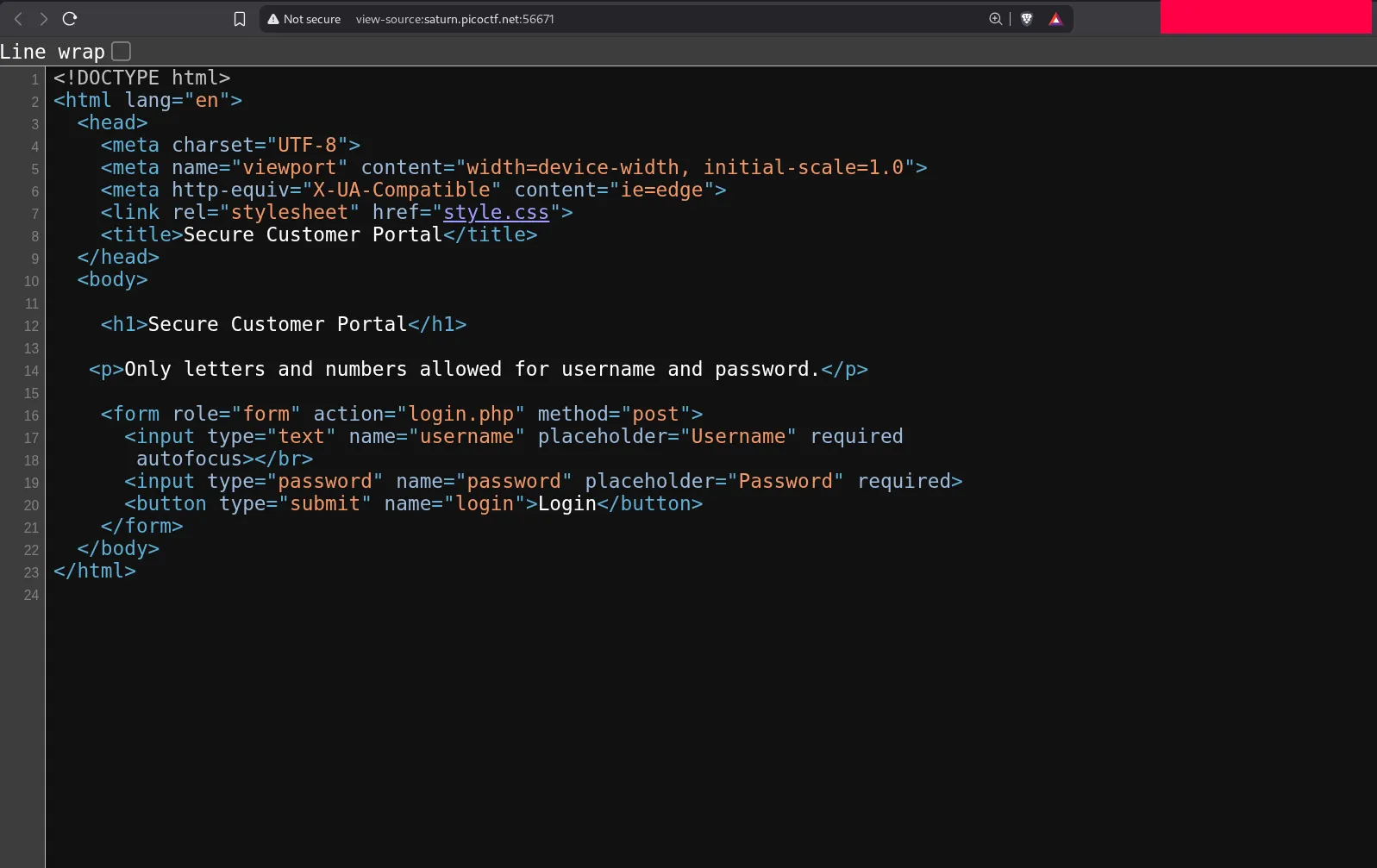 Initial page source