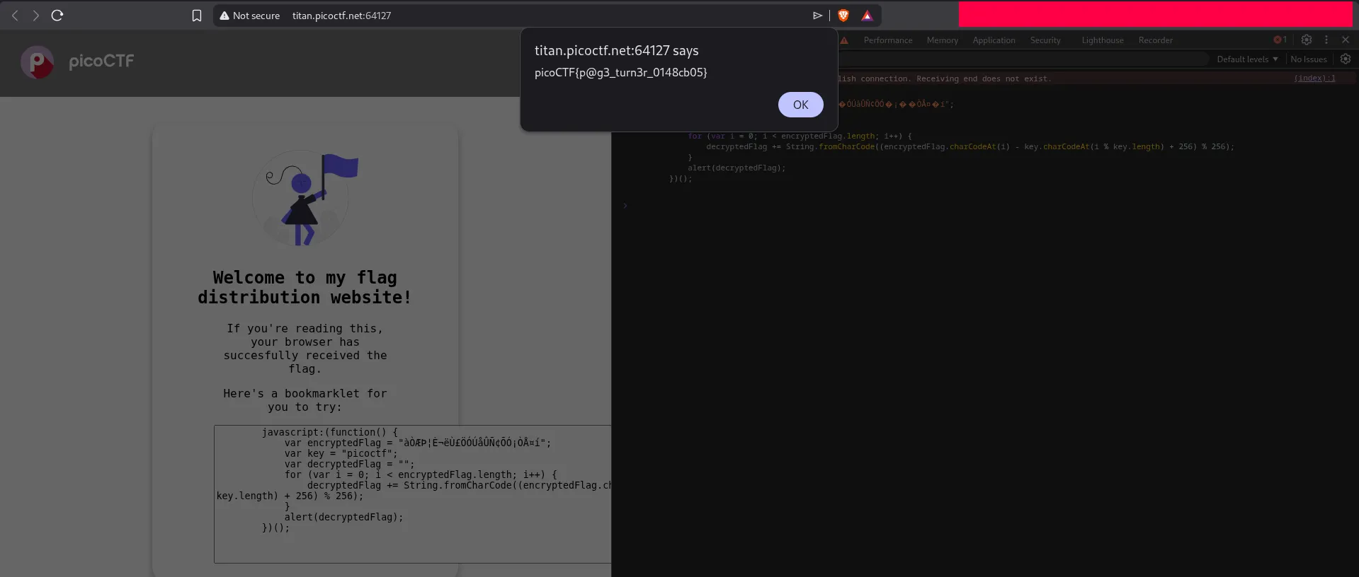Flag revealed in browser console