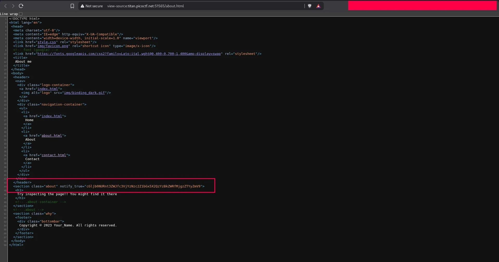 Encoded Base64 string in source code