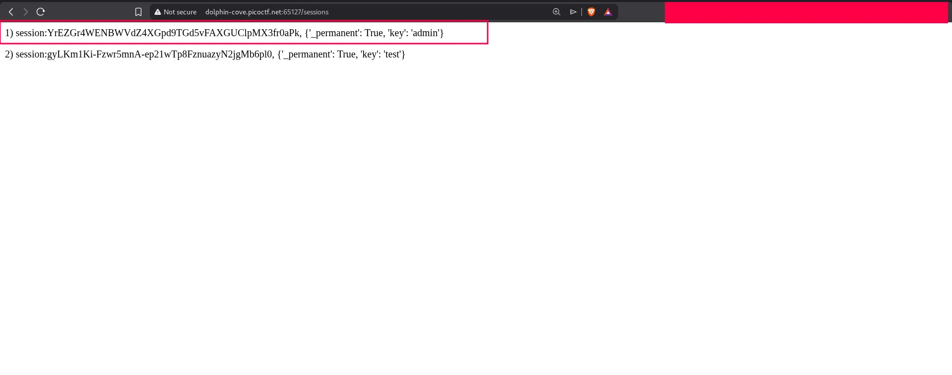 Exposed admin session