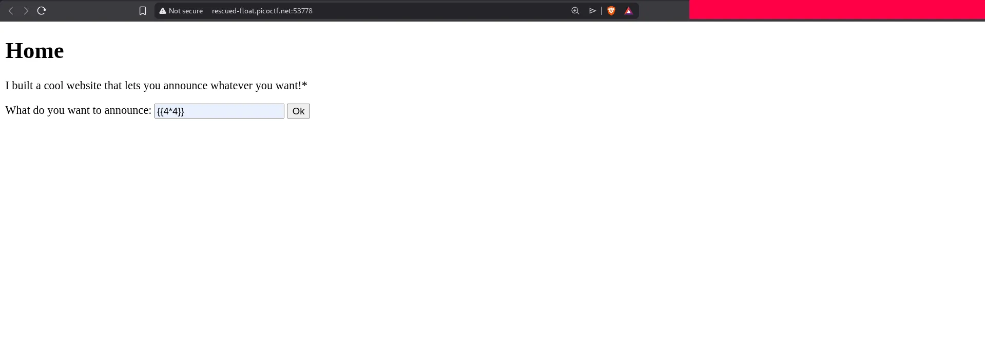 Initial SSTI test input