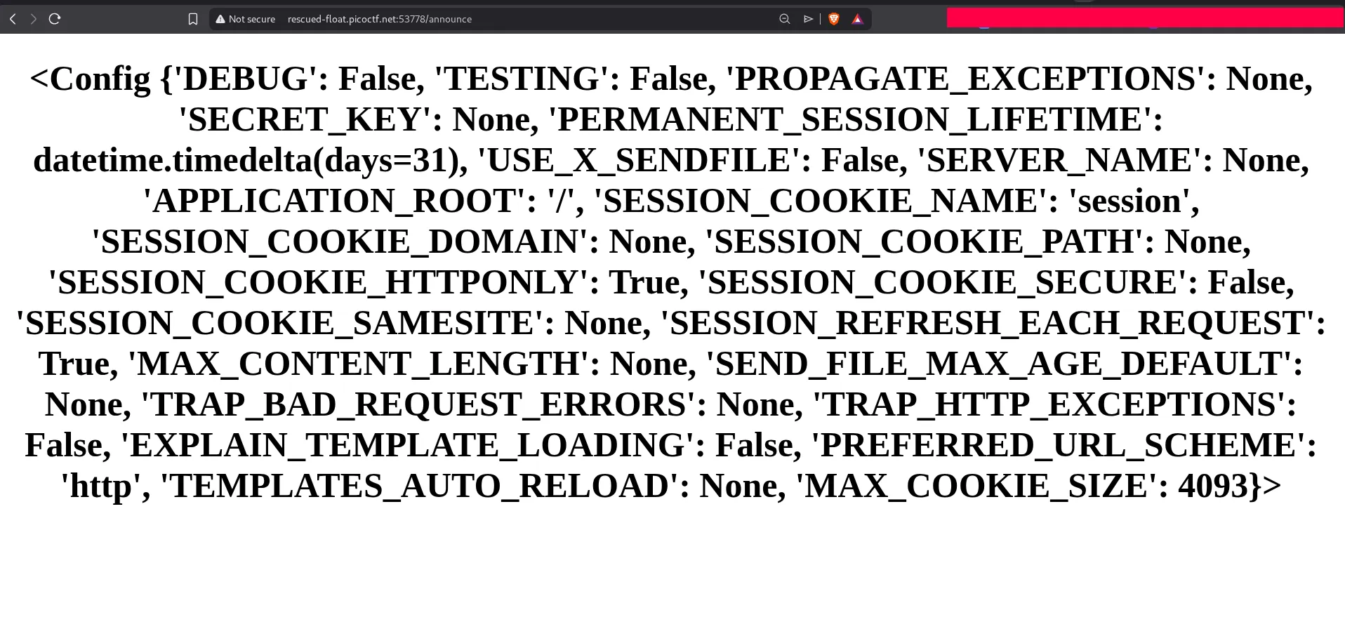 Flask config object output
