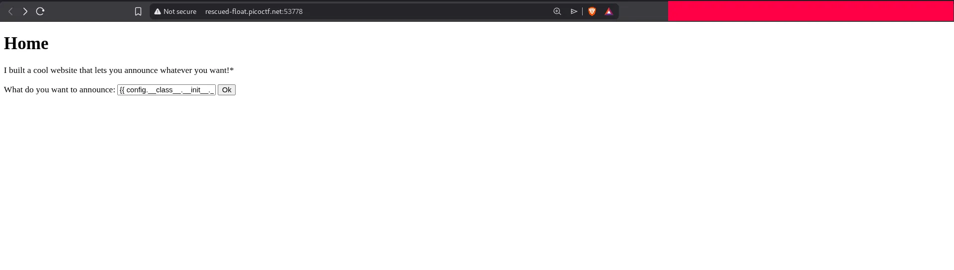 Payload used to list root directory