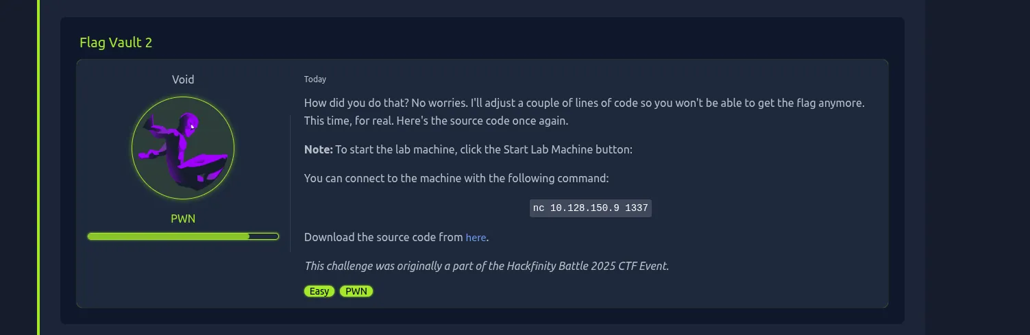 FlagVault challenge information