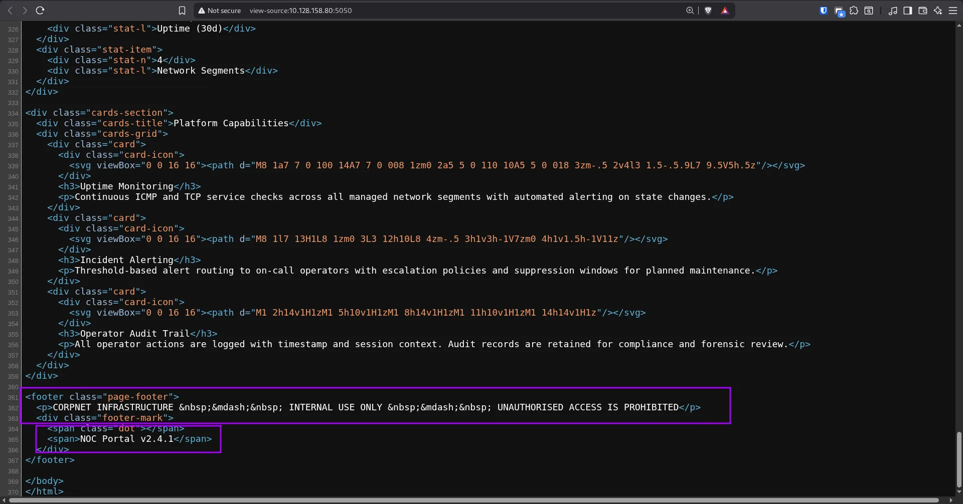 NOC portal version and hints