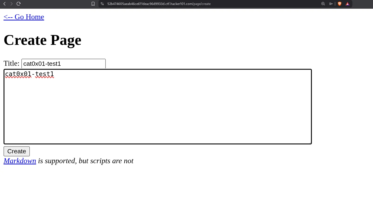 Creating a test page